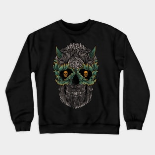 Distressed Floral Skull Crewneck Sweatshirt